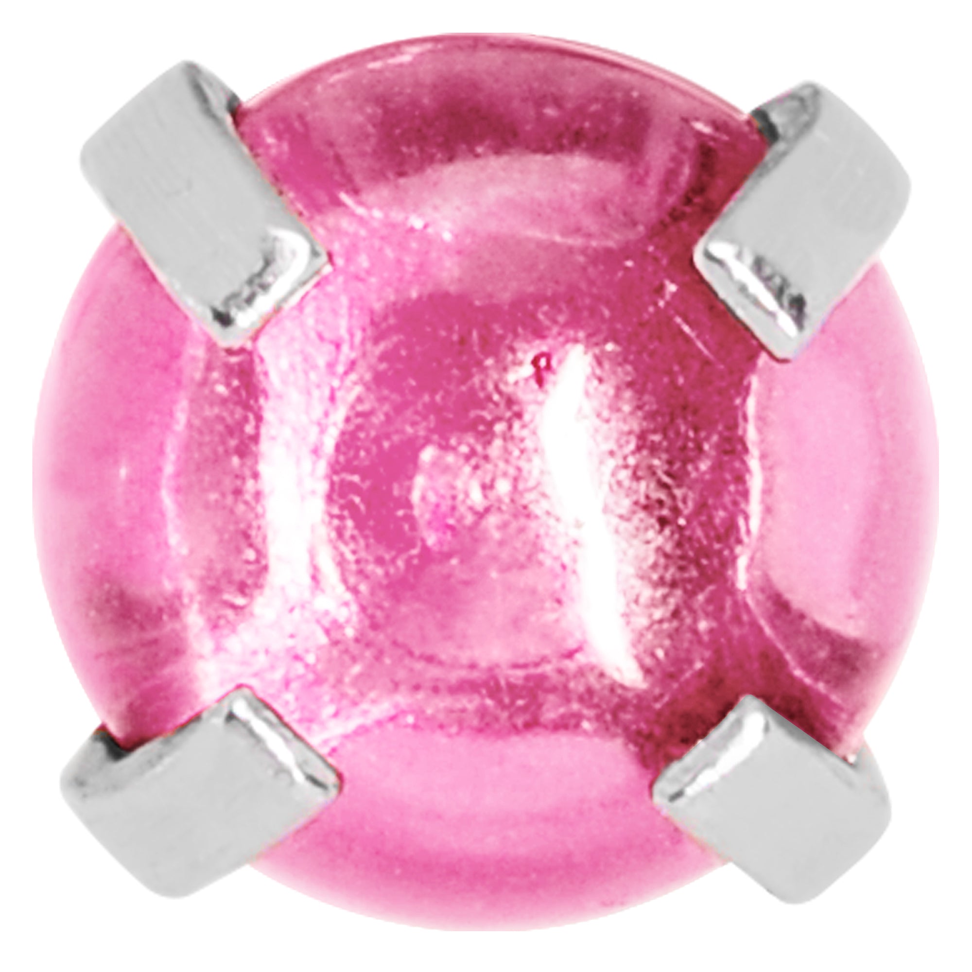 16G 1/4 Pink CZ Gem Smooth Hemisphere Cartilage Tragus Earring