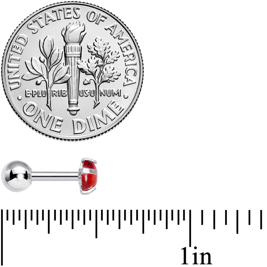 16G 1/4 Red CZ Gem Smooth Hemisphere Cartilage Tragus Earring