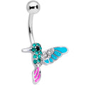 Clear Green Gem Summer Hummingbird Belly Ring