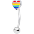 16G 5/16 Rainbow Pride Heart Curved Eyebrow Ring