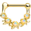 16G 5/16 White Synthetic Opal Gold Tone Flowers Septum Clicker