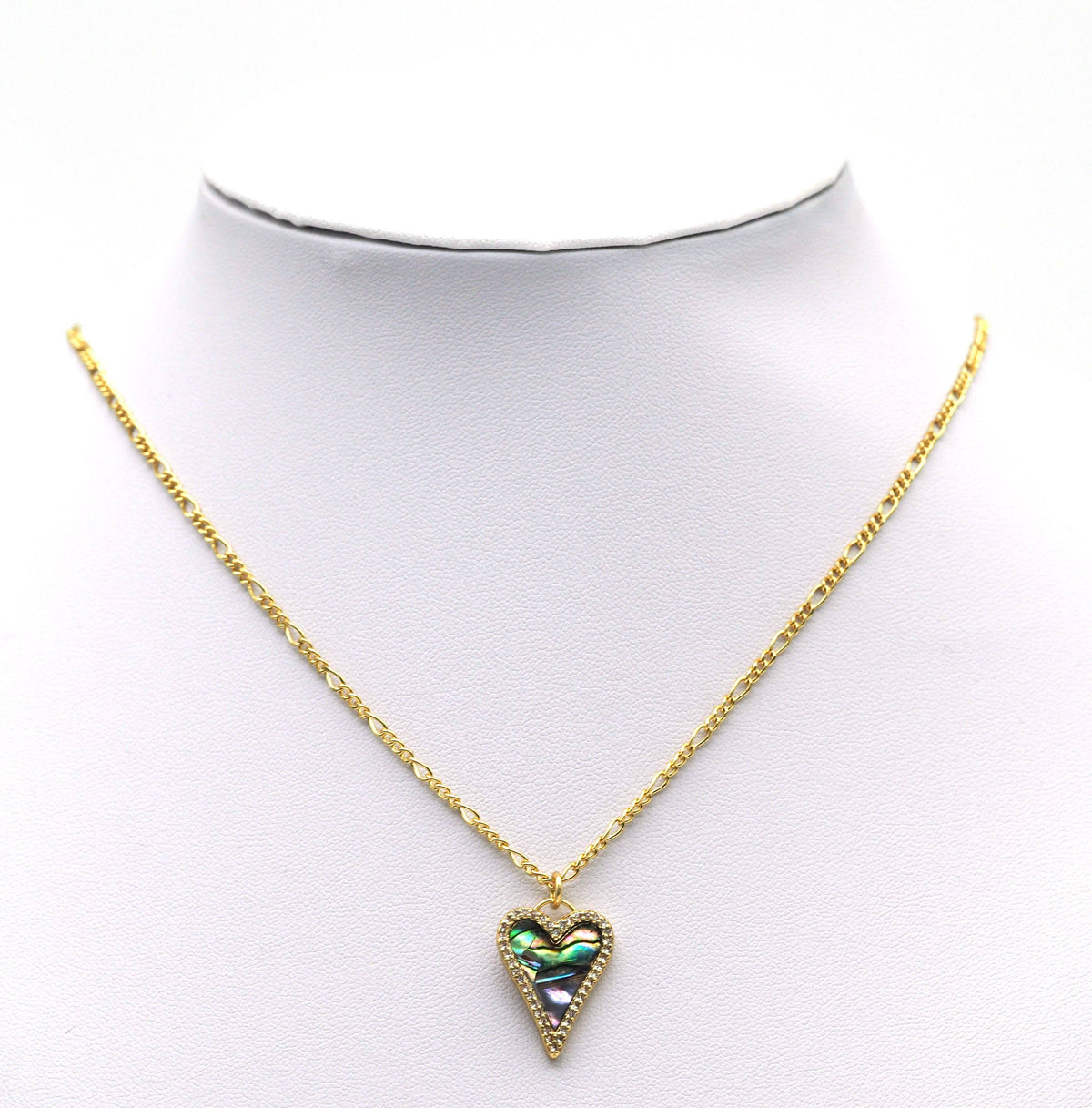 Gold Abalone heart Charm, Sku#L664