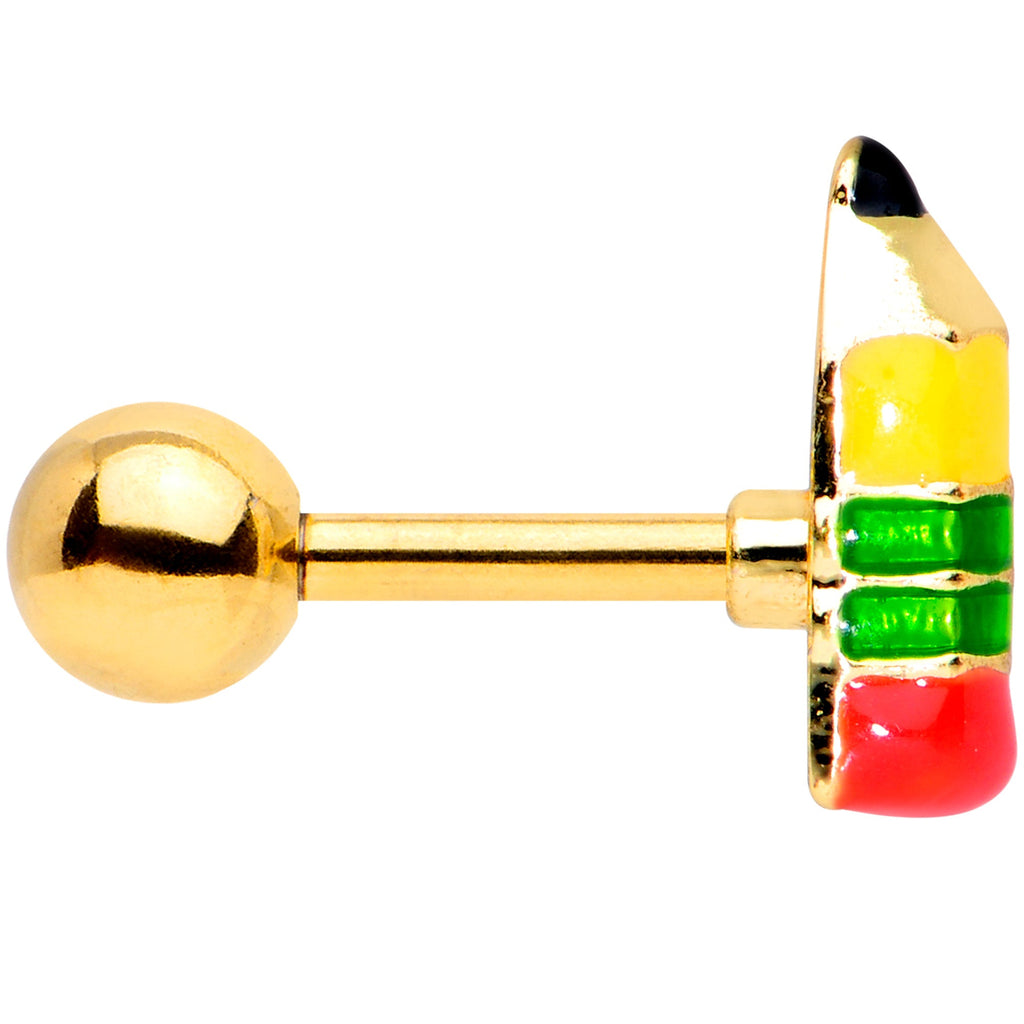 16G 1/4 Gold Tone Get to Work Pencil Cartilage Tragus Earring