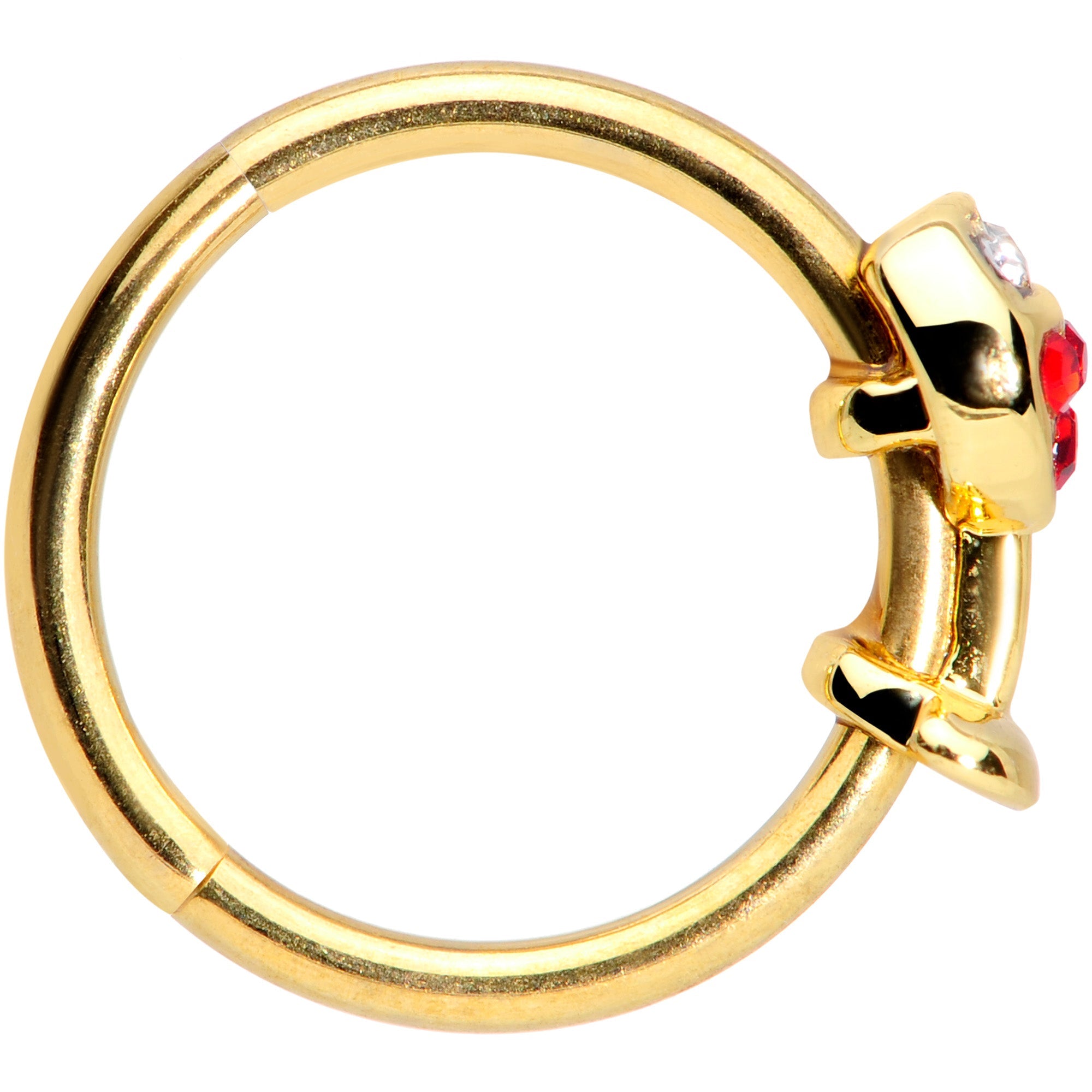 16G 3/8 Red Gem Gold Tone Wine Glass Hinged Septum Clicker