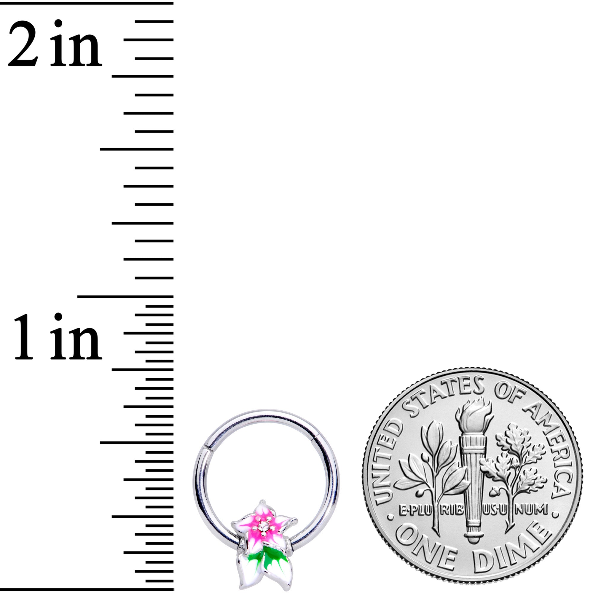 16G 3/8 Clear Gem Tropical Flower Hinged Septum Clicker