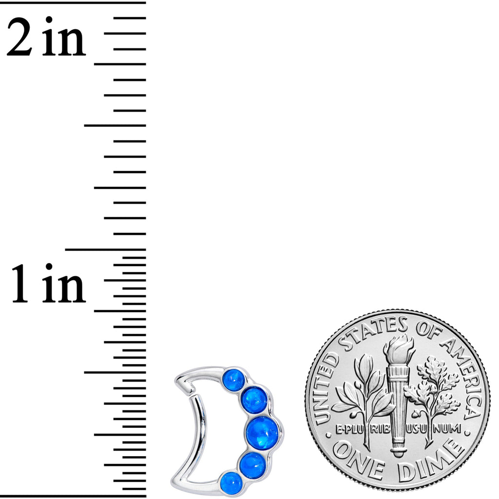 16G 3/8 Blue Orb Moon Left Ear Closure Ring