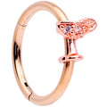 16G 3/8 Clear Gem Rose Gold Tone Cocktail New Year Septum Clicker