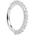 16G 5/16 Clear CZ Gem Stainless Steel Hinged Segment Ring