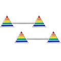 14G 9/16 Rainbow Pride Triangle Barbell Nipple Ring Set