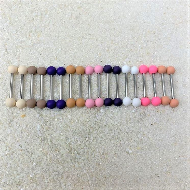 14G 9/16 Peach Matte Barbell Nipple Ring Set
