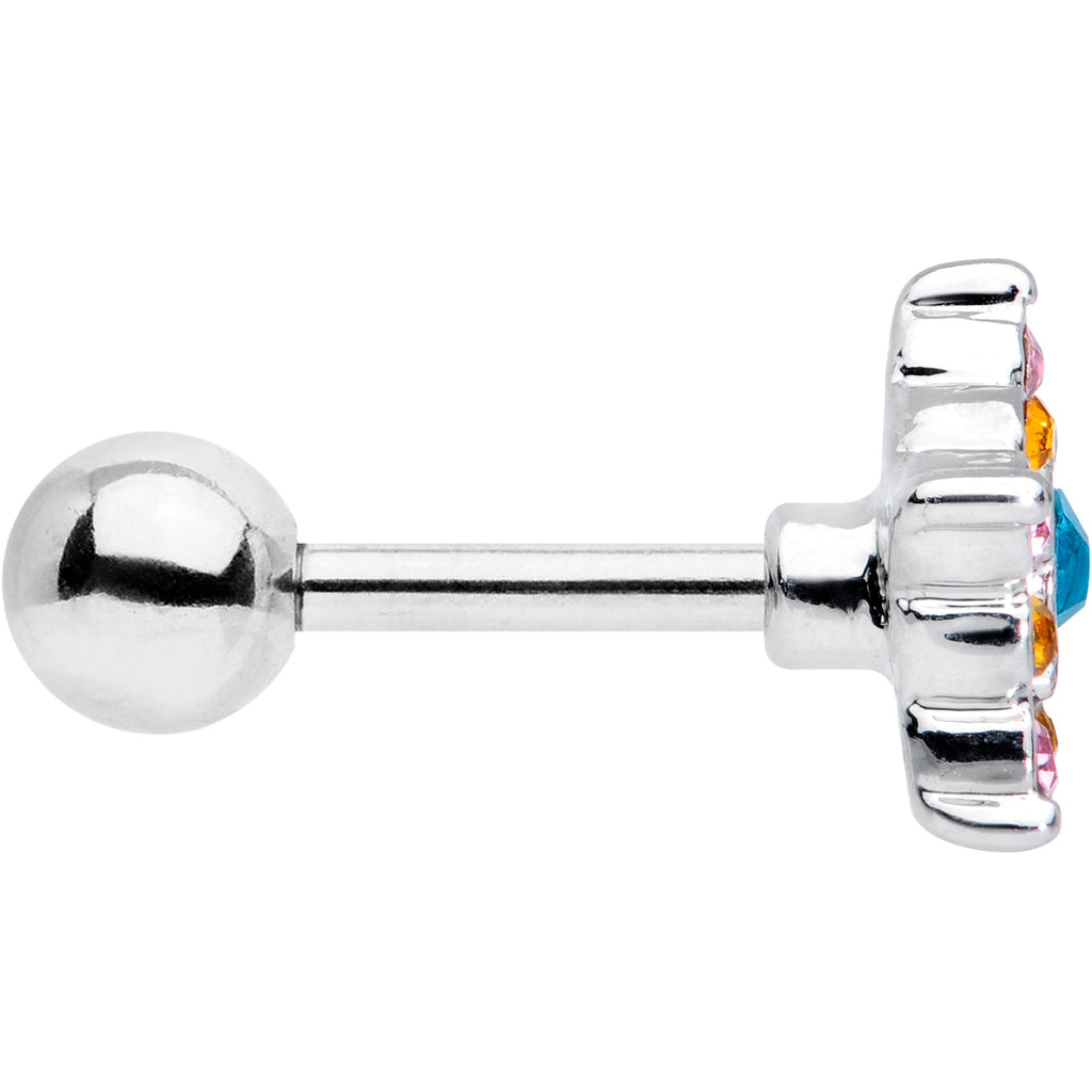 16G 1/4 Pink Yellow Blue Gem Showy Star Cartilage Tragus Earring
