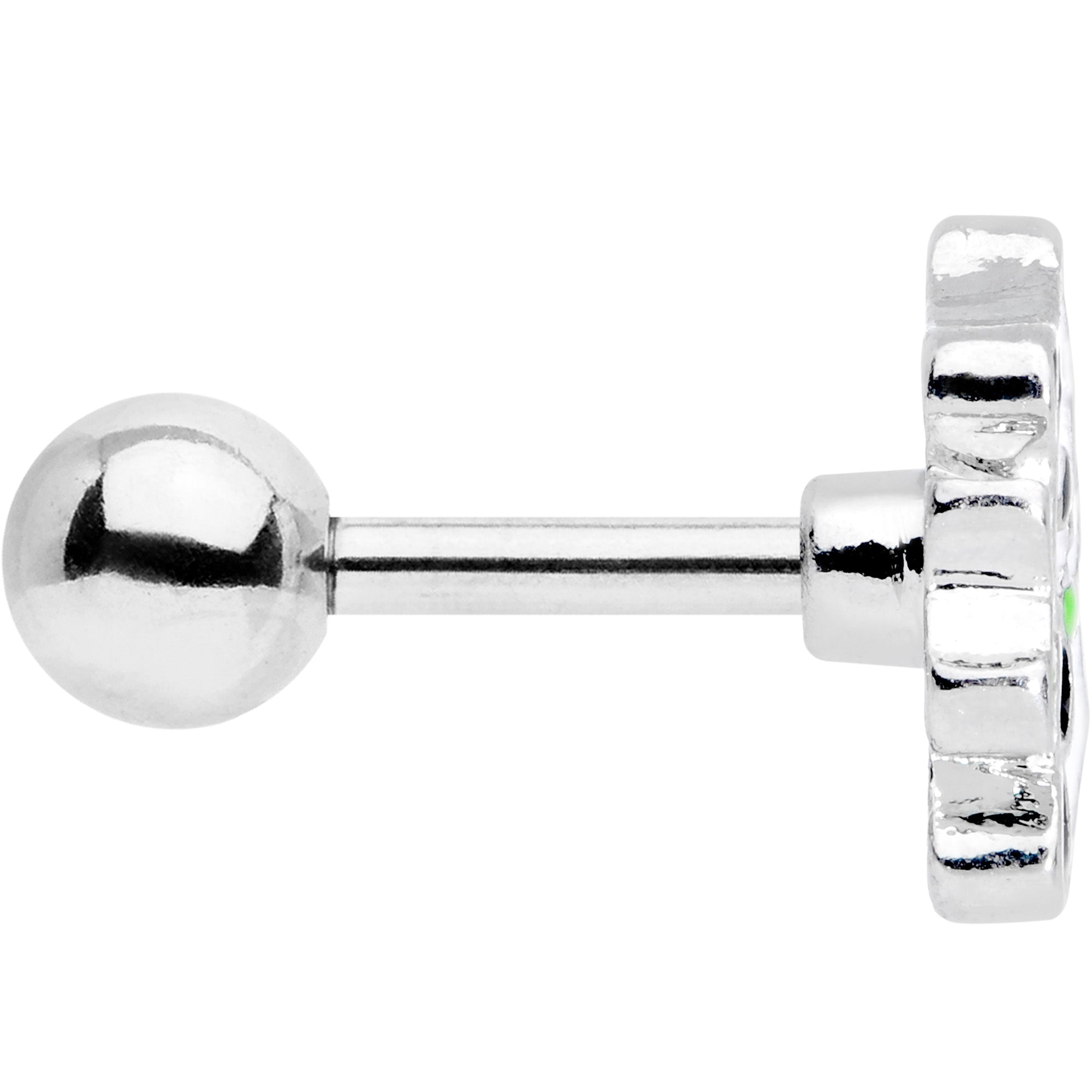 16G 1/4 Black White Hungry Panda Bear Cartilage Tragus Earring