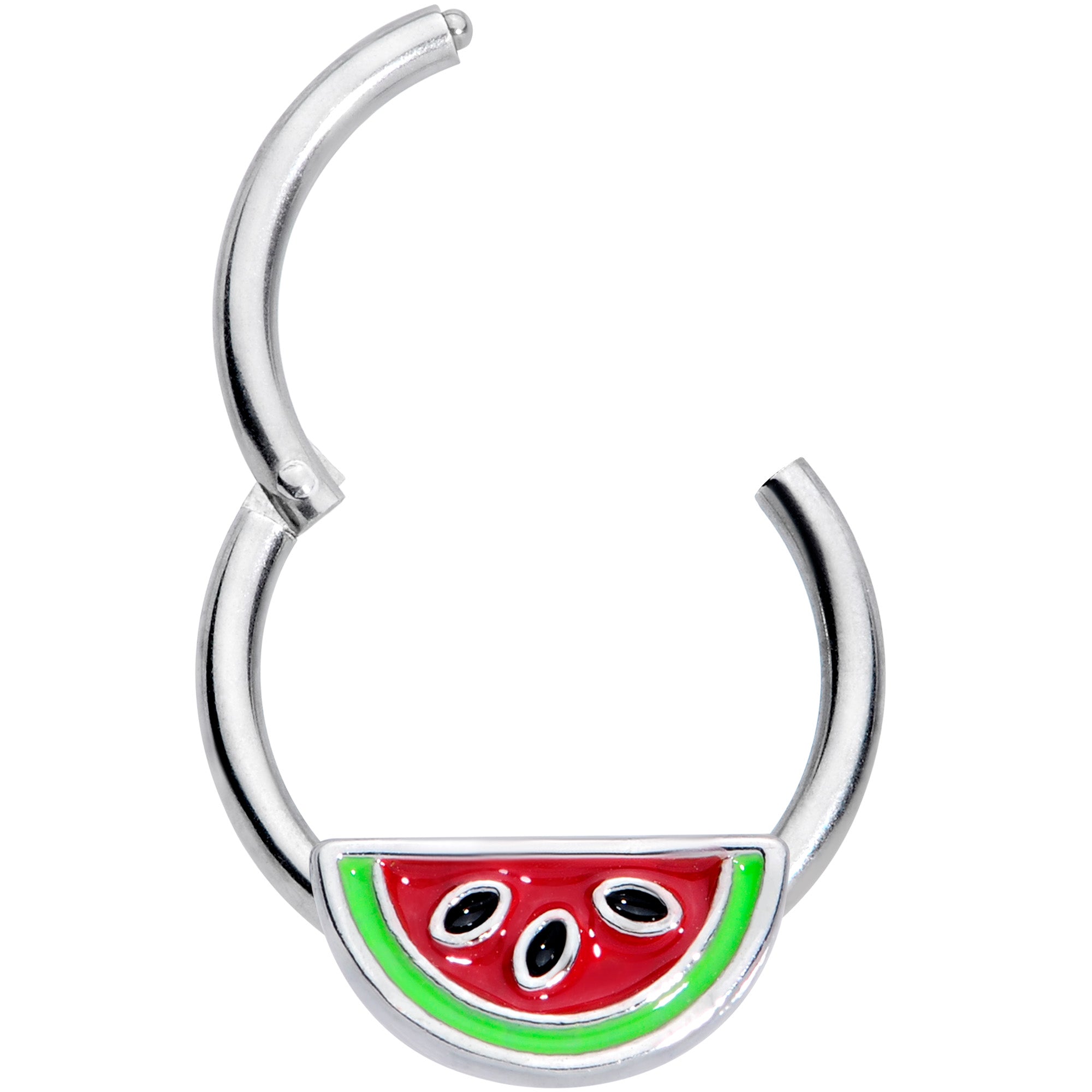 16G 3/8  Red Green Juicy Watermelon Fruit Hinged Segment Ring