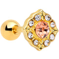 16G 1/4 Pink Clear Gem Gold Tone Elegant Cartilage Tragus Earring