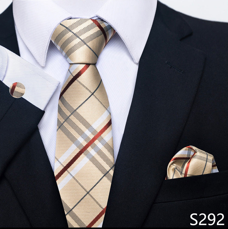 Men's Creative All-match Business Formal Wear Tie Scarf Cuff Buckle Set