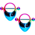 14G 9/16 Rainbow Space Alien Nipple Shield Set