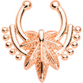 Rose Gold Tone Ornate Pot Leaf Clip On Fake Septum Ring