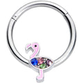 16G 3/8 Pink Blue Green Funky Flamingo Hinged Segment Ring