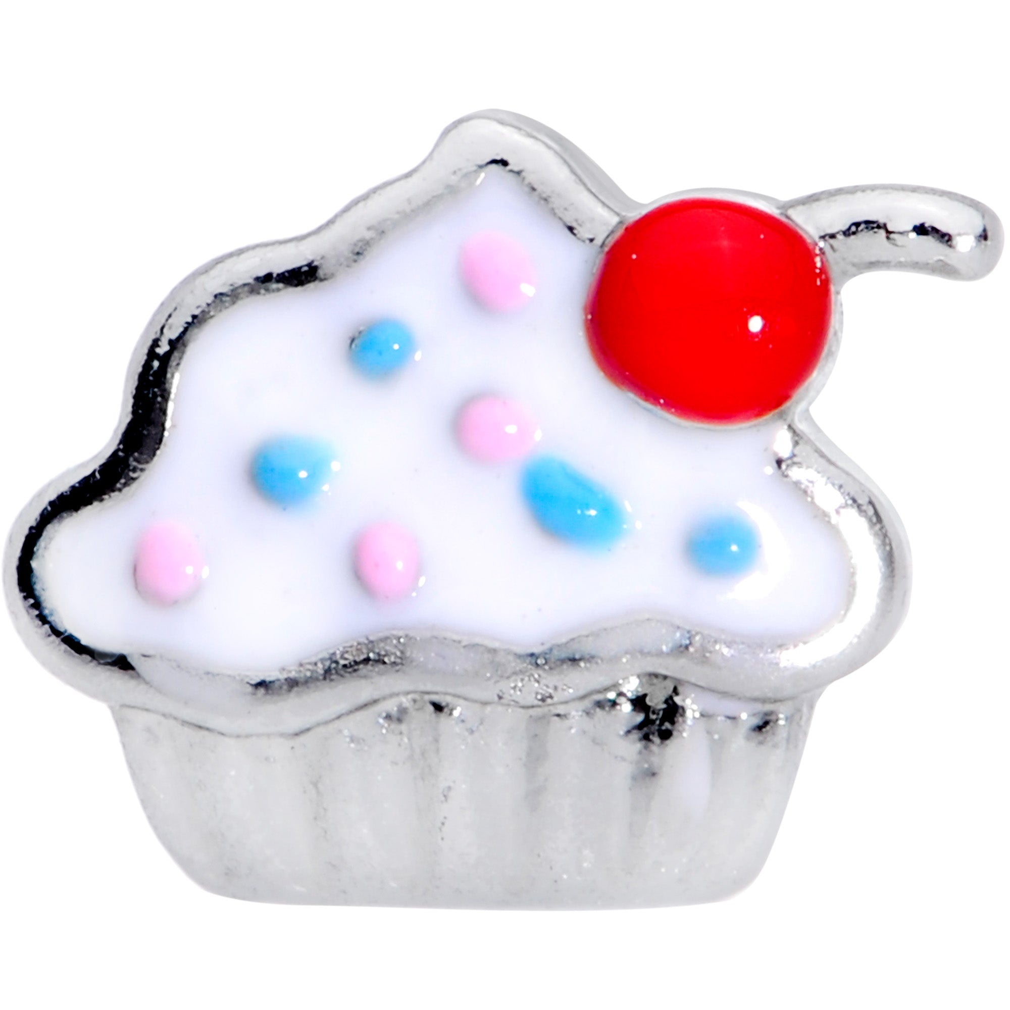 16G 5/16 Red White Sprinkle Cherry Cupcake Labret Monroe Tragus