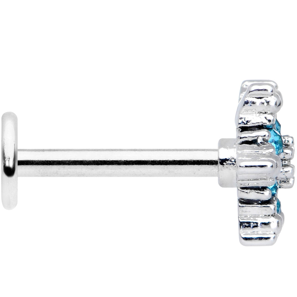 16G 5/16 Aqua CZ Gem Snowflake Christmas Labret Monroe Tragus