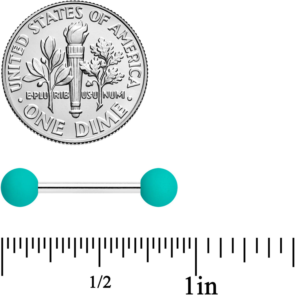 14G 9/16 Thoroughly Teal Matte Barbell Nipple Ring Set