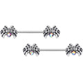 14G 5/8 Aurora Gem Holiday Angels Wings Barbell Nipple Ring Set