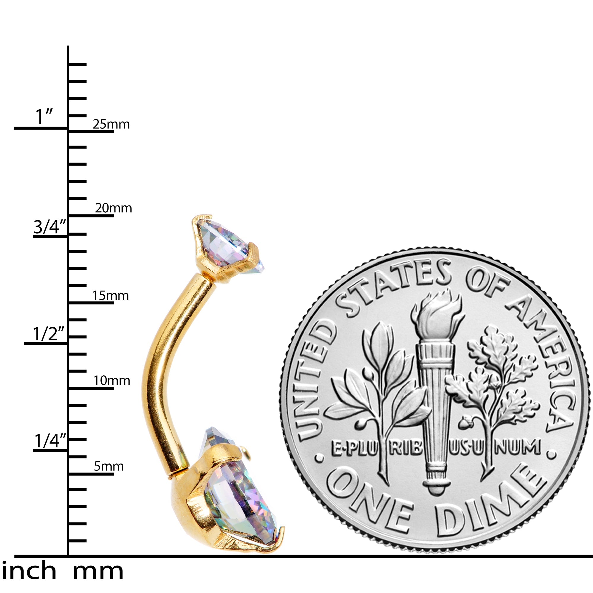 Vitrail CZ Gem Gold Tone Duo Internally Threaded Belly Ring