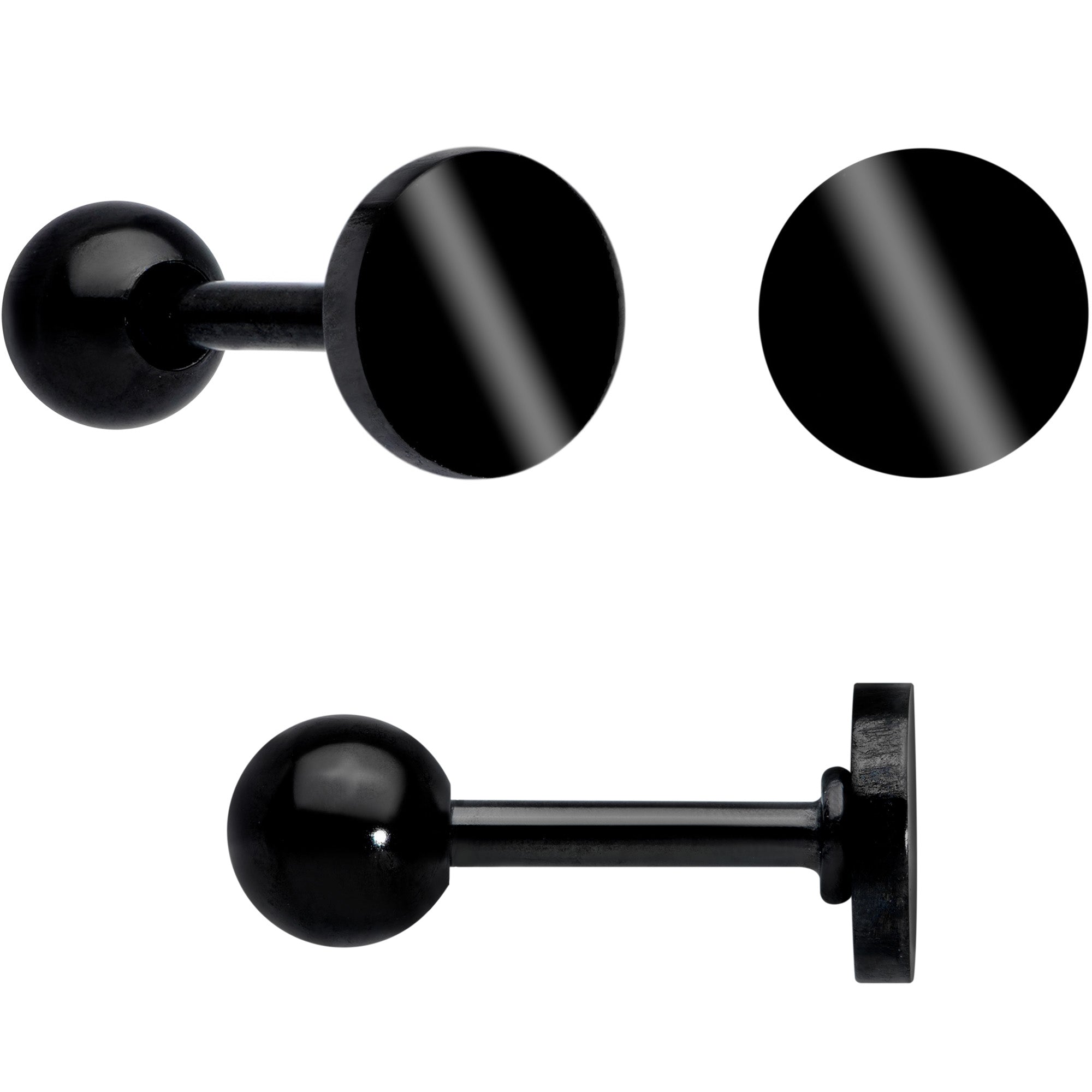 18G Clear CZ Gem Black Heart Cartilage Tragus Set of 8