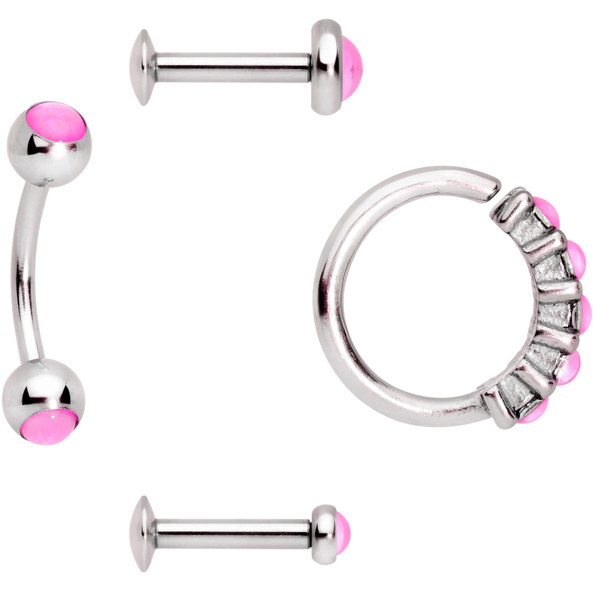 16G Pink Orb Septum Labret Cartilage Tragus Set of 4