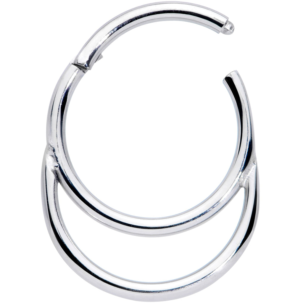 16G 3/8 Grade 23 Titanium Double Loop Hinged Septum Clicker