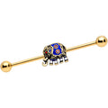 14G Gold Tone Rococo Elephant Industrial Barbell 38mm