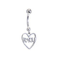 16G Solid 14K White Gold I LOVE YOU HEART Belly Ring