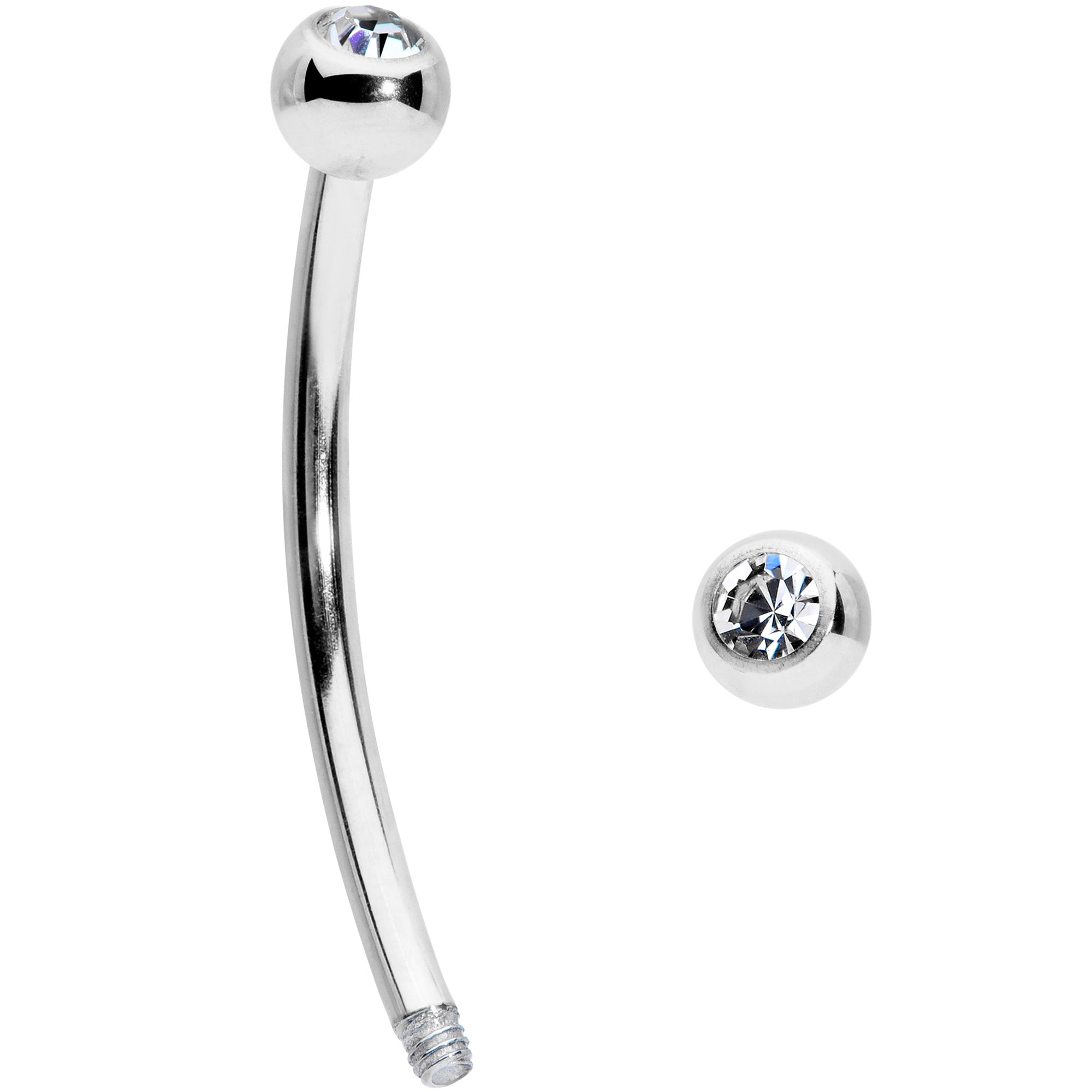 16G 9/16 Clear Gem Ball End Curved Barbell