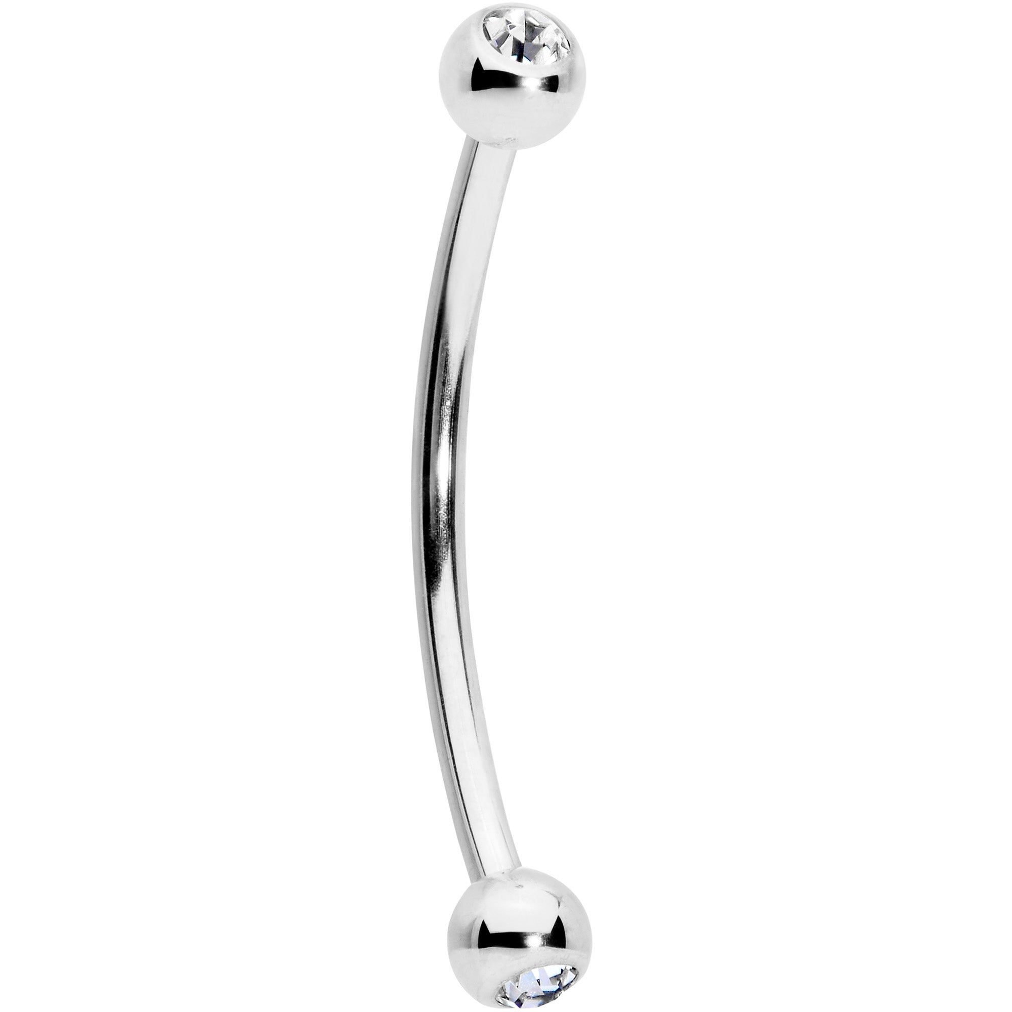 16G 5/8 Clear Gem Ball End Curved Barbell