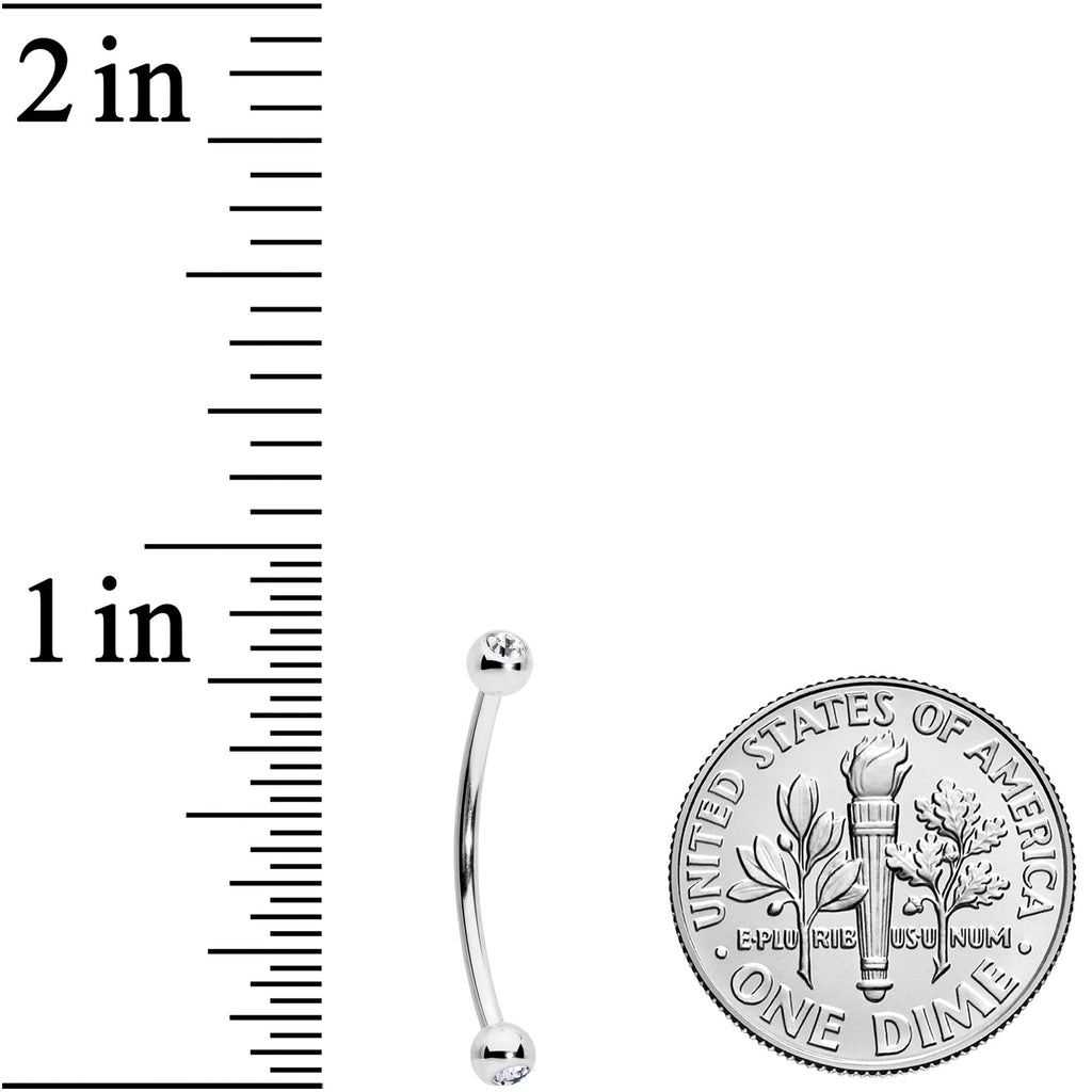 16G 5/8 Clear Gem Ball End Curved Barbell