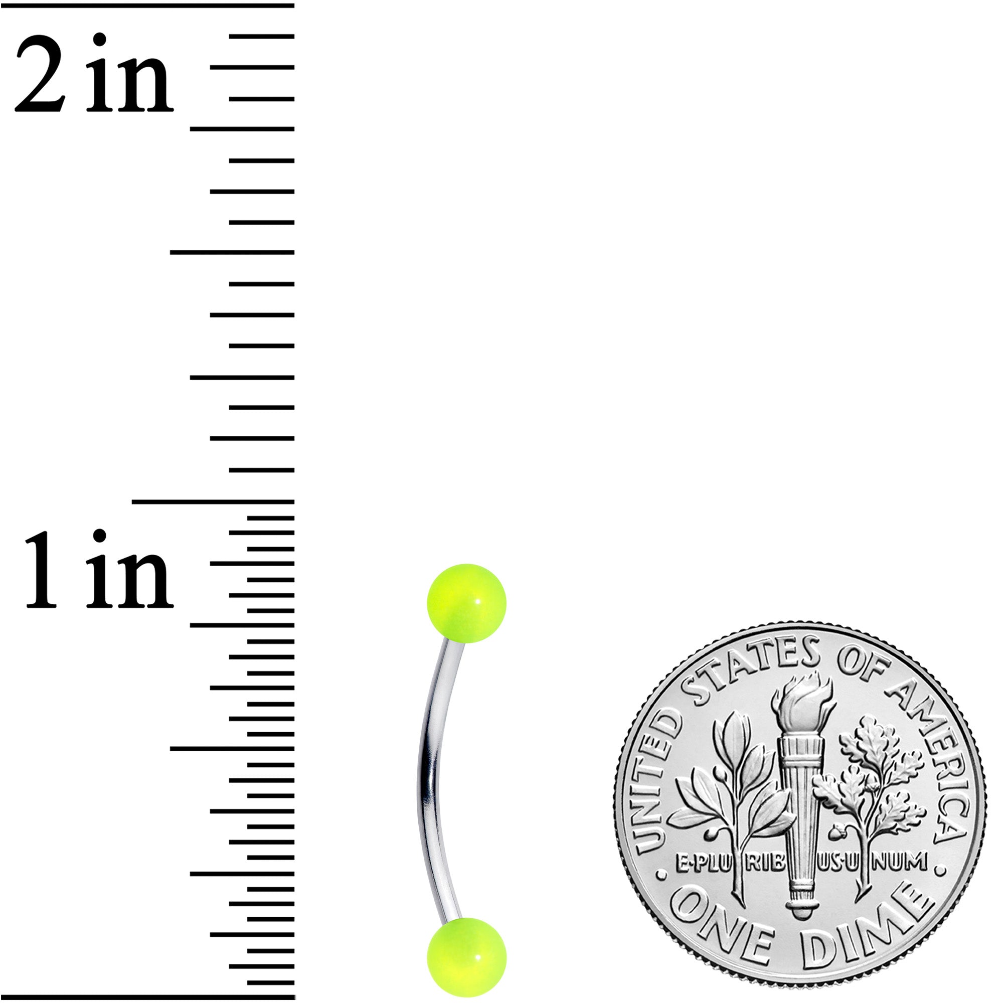 16G 9/16 Green Glow in the Dark Ball End Curved Barbell