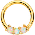 16G 5/16 White Synthetic Opal Gold Tone Trio Hinged Segment Ring