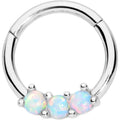 16G 5/16 White Synthetic Opal Trio Hinged Segment Ring