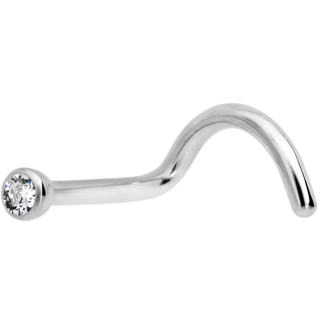18G Clear 2mm Grade 23 Titanium Press Fit Left Nose Ring Screw