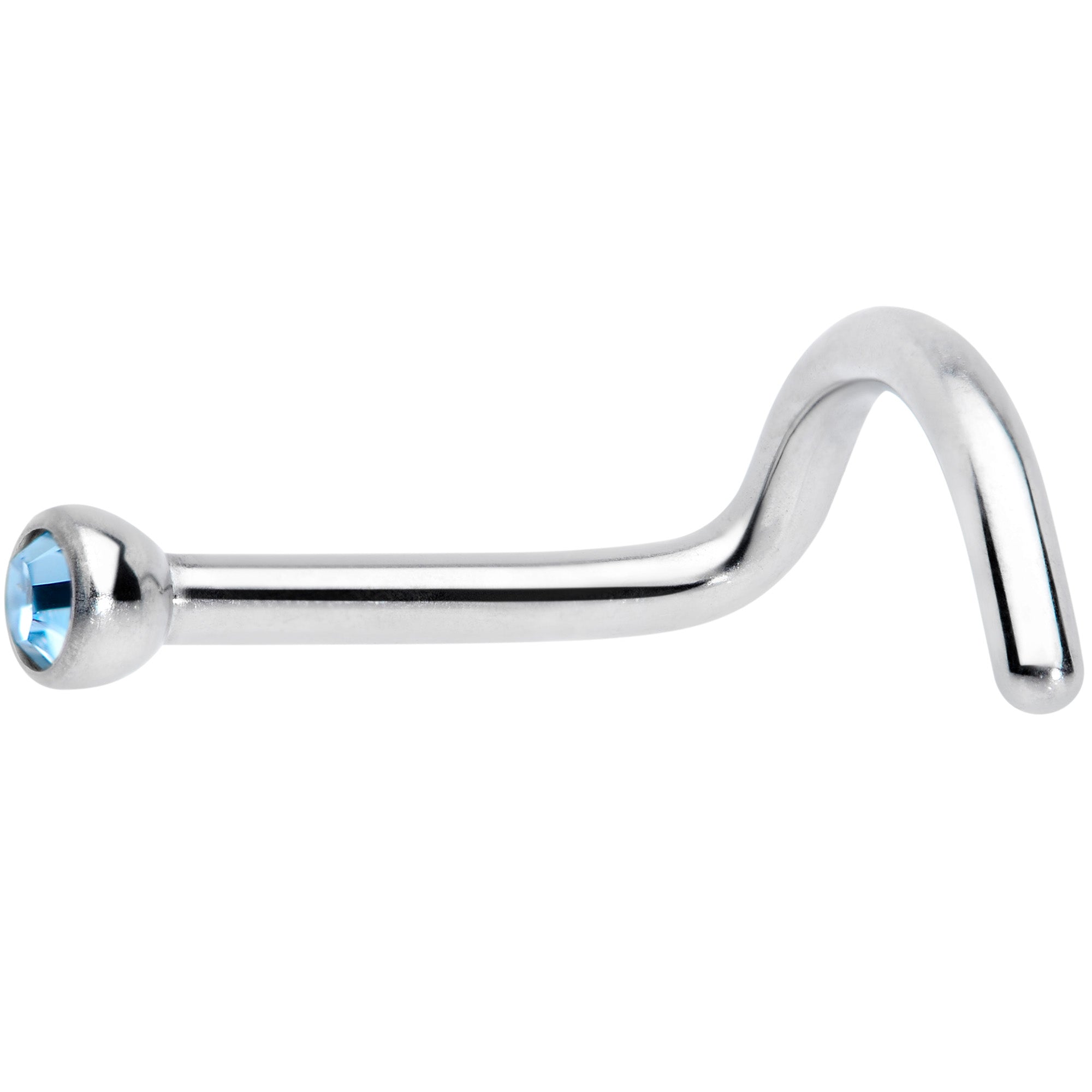 18G Aqua 2mm Grade 23 Titanium Press Fit Left Nose Ring Screw