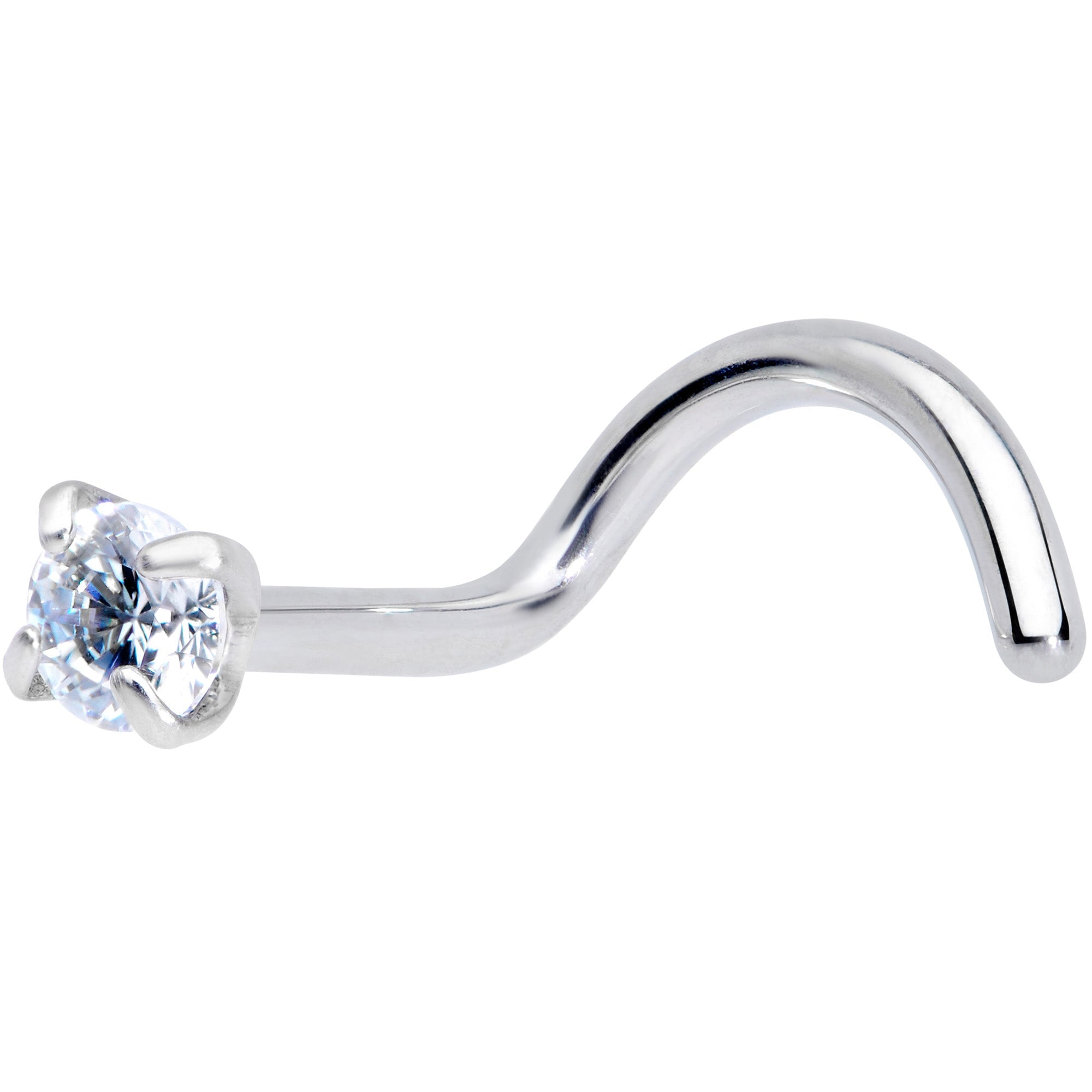 18G 7mm Clear 2.5mm CZ Gem Grade 23 Titanium Left Side Nose Screw
