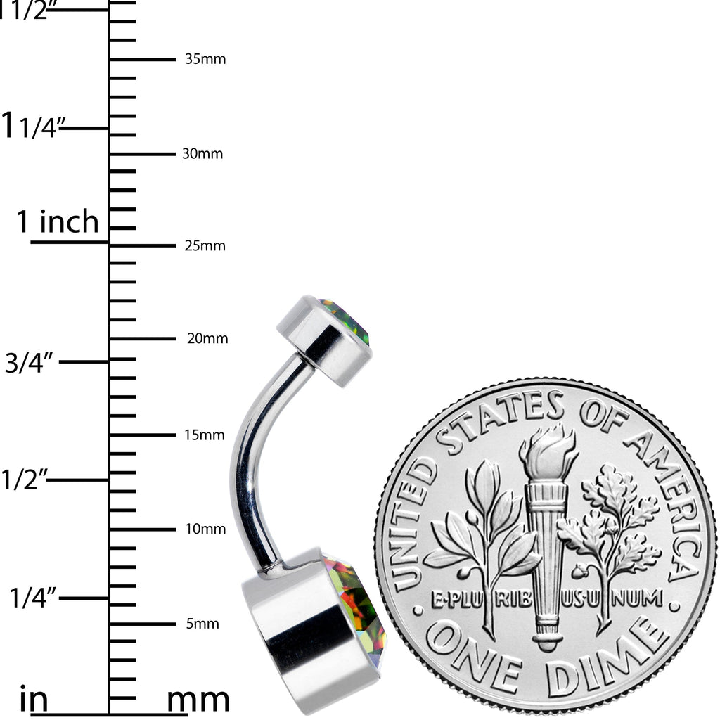 Vitrail 8mm Titanium Internal Thread Belly Ring Created with Crystals