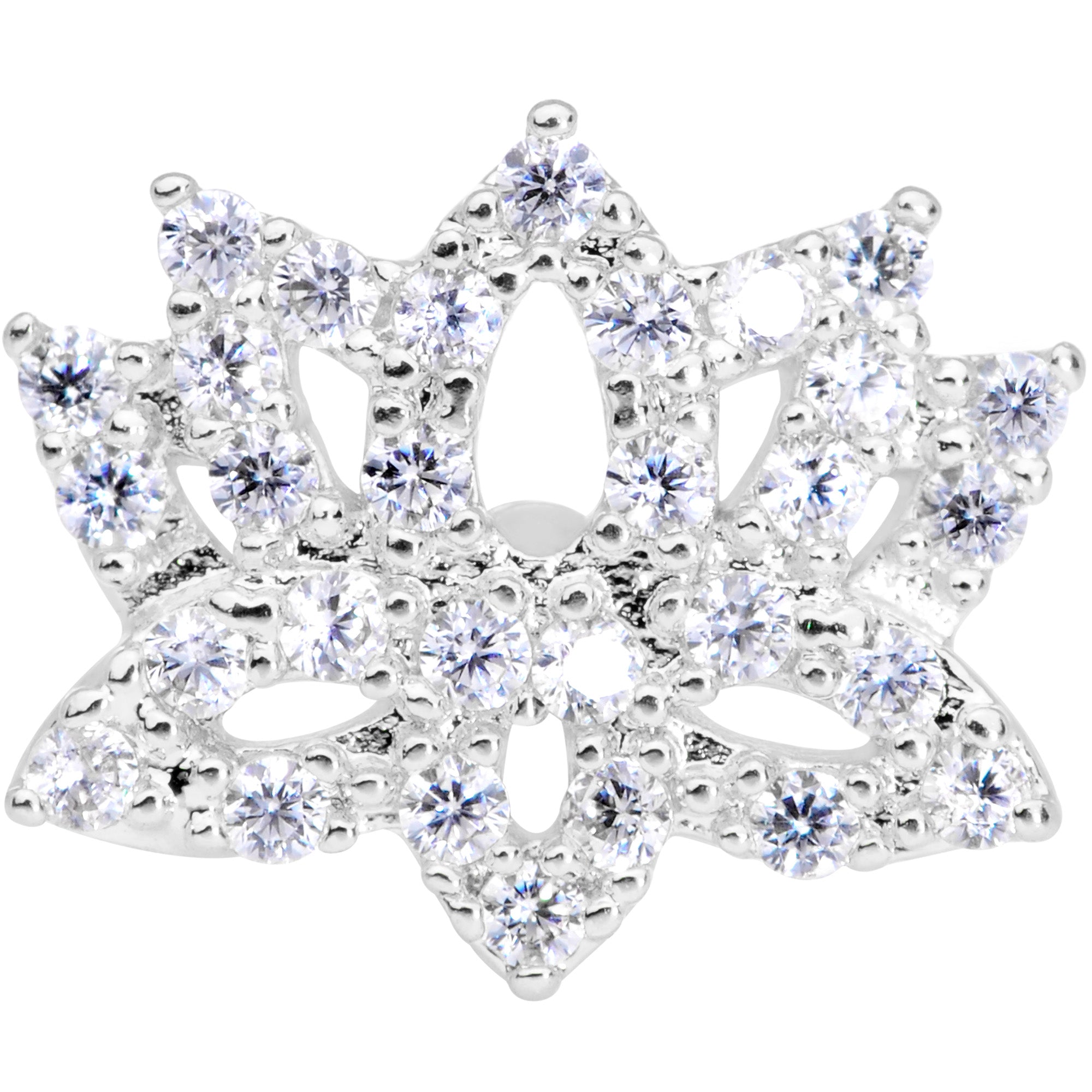 16G 1/4 Clear CZ Gem Lotus Flower Cartilage Tragus