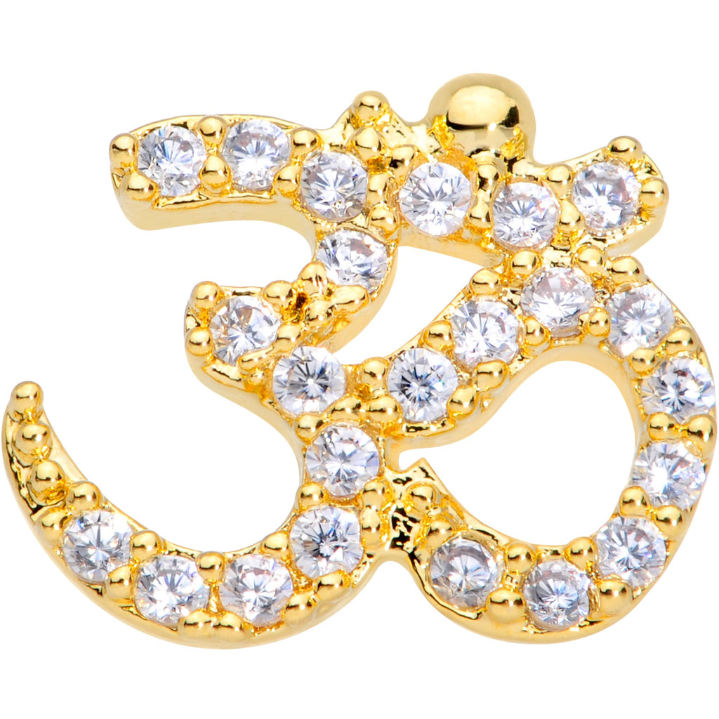 16G 1/4 Clear CZ Gem Gold Tone Amazing Om Cartilage Tragus