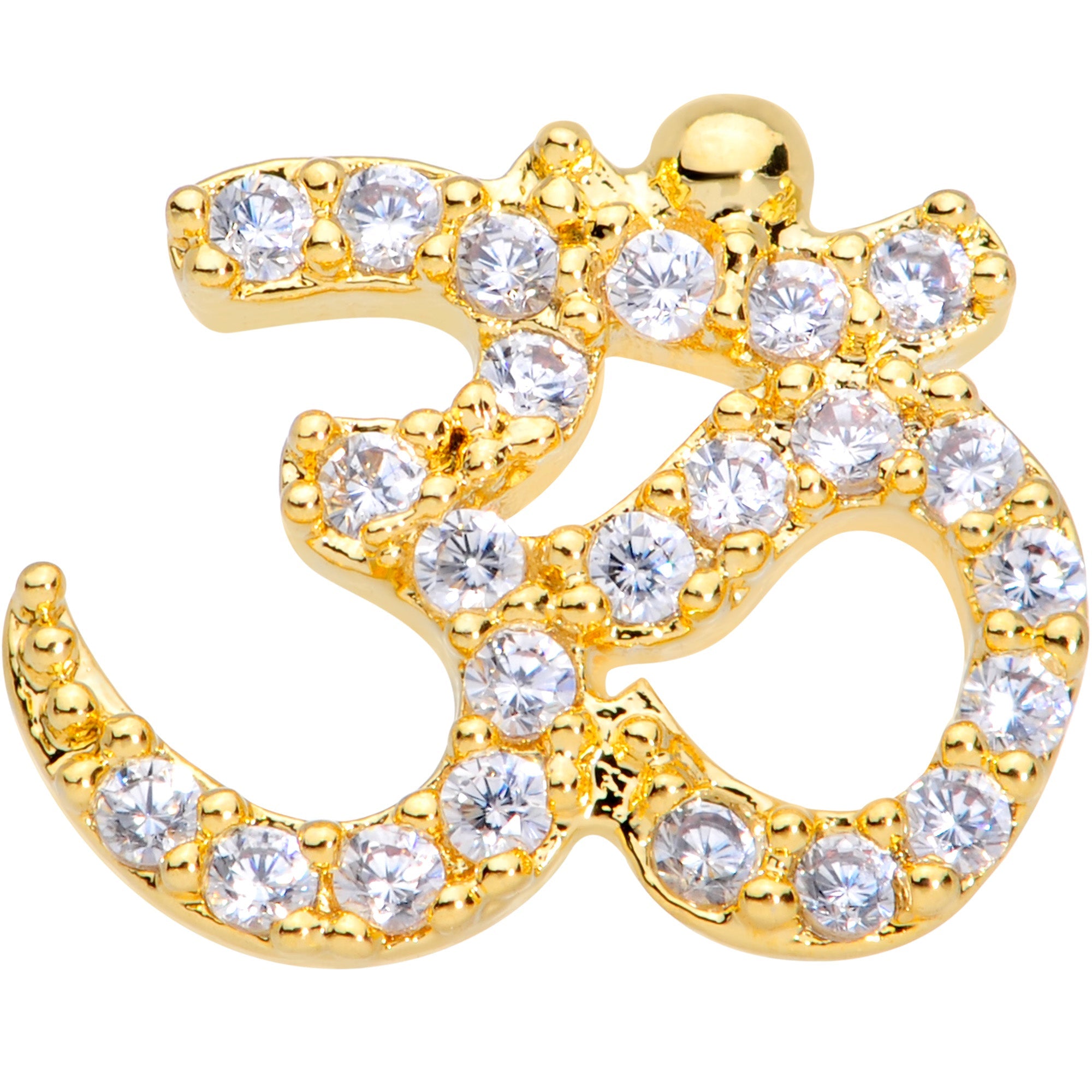 16G 5/16 Clear CZ Gem Gold Tone Amazing Om Labret Monroe Tragus