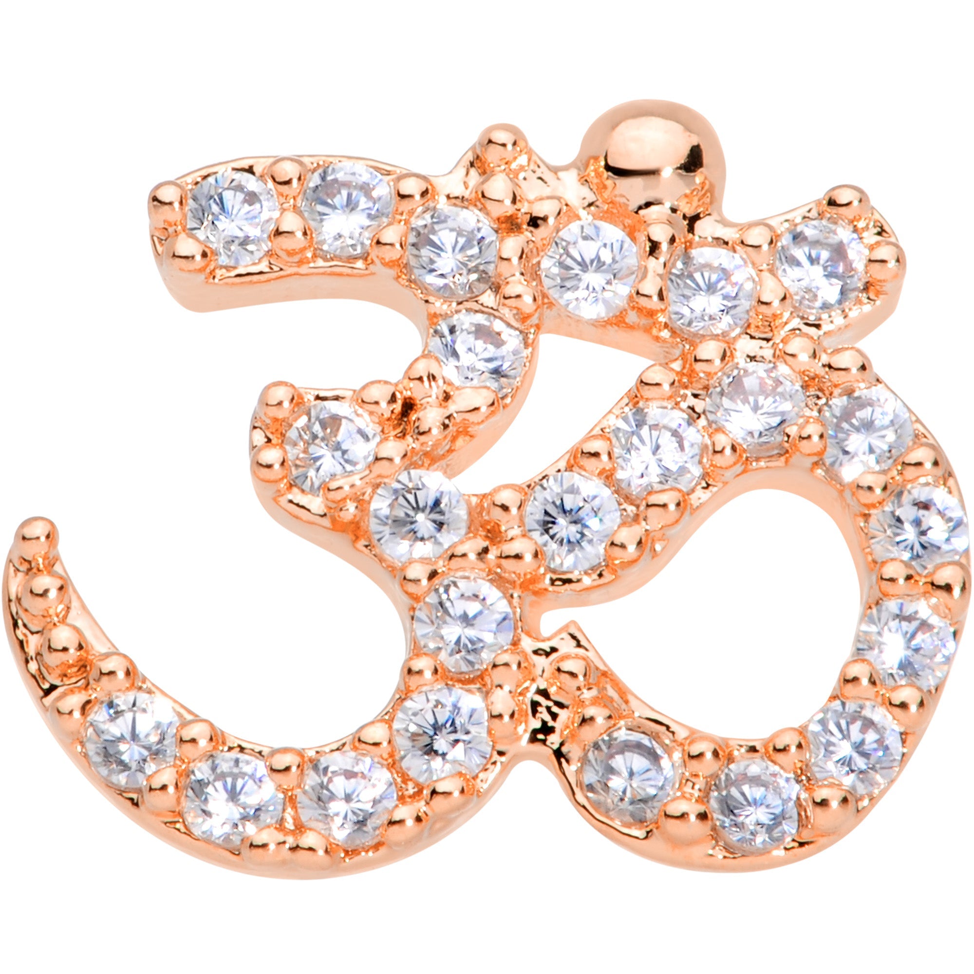 18G 3/8 Clear CZ Gem Gold Tone Amazing Om Nose Hoop