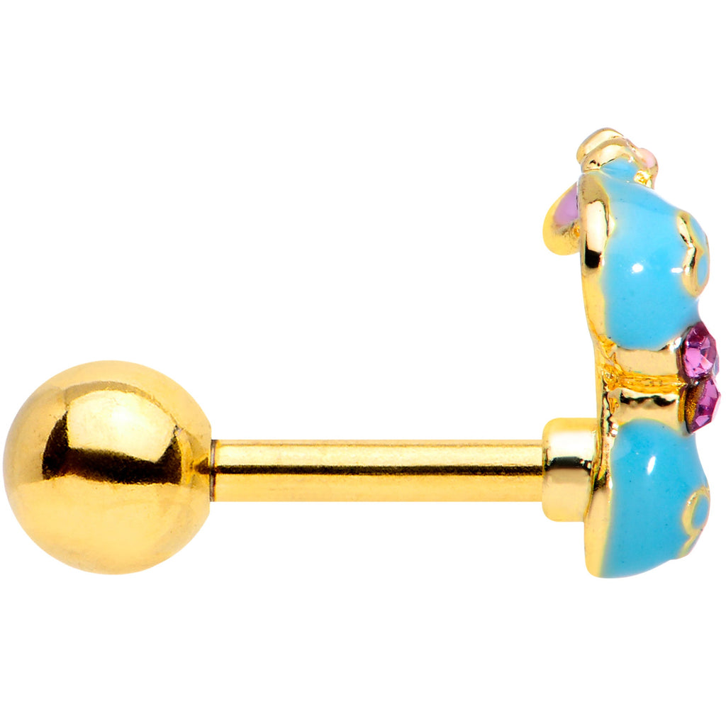 16G 1/4 Pink Gem Gold Tone Bikini Top Cartilage Tragus Earring