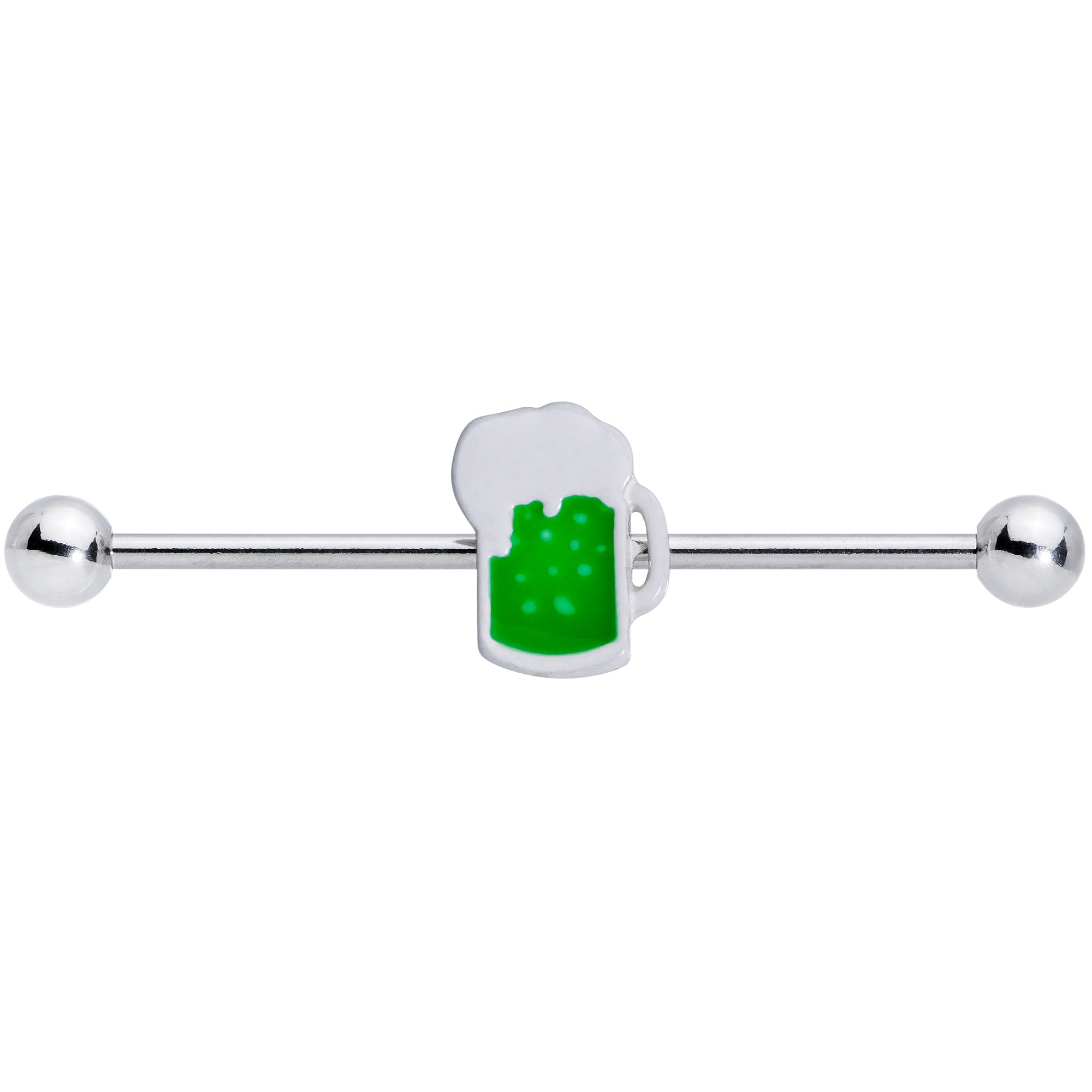 14G Green Beer St Patricks Day Industrial Barbell Set of 2 38mm