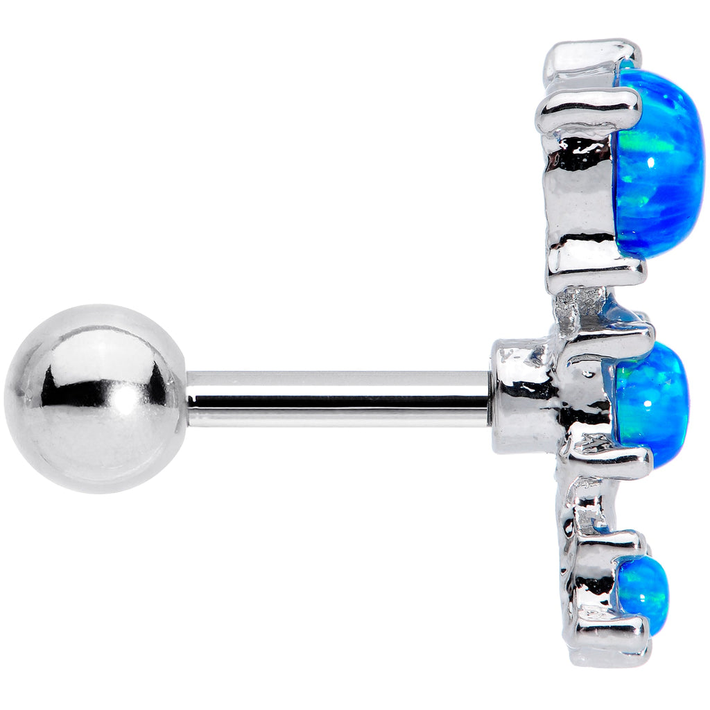16G 1/4 Blue Synthetic Opal Triad Cartilage Tragus