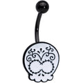 Black White Calavera Sugar Skull Belly Ring